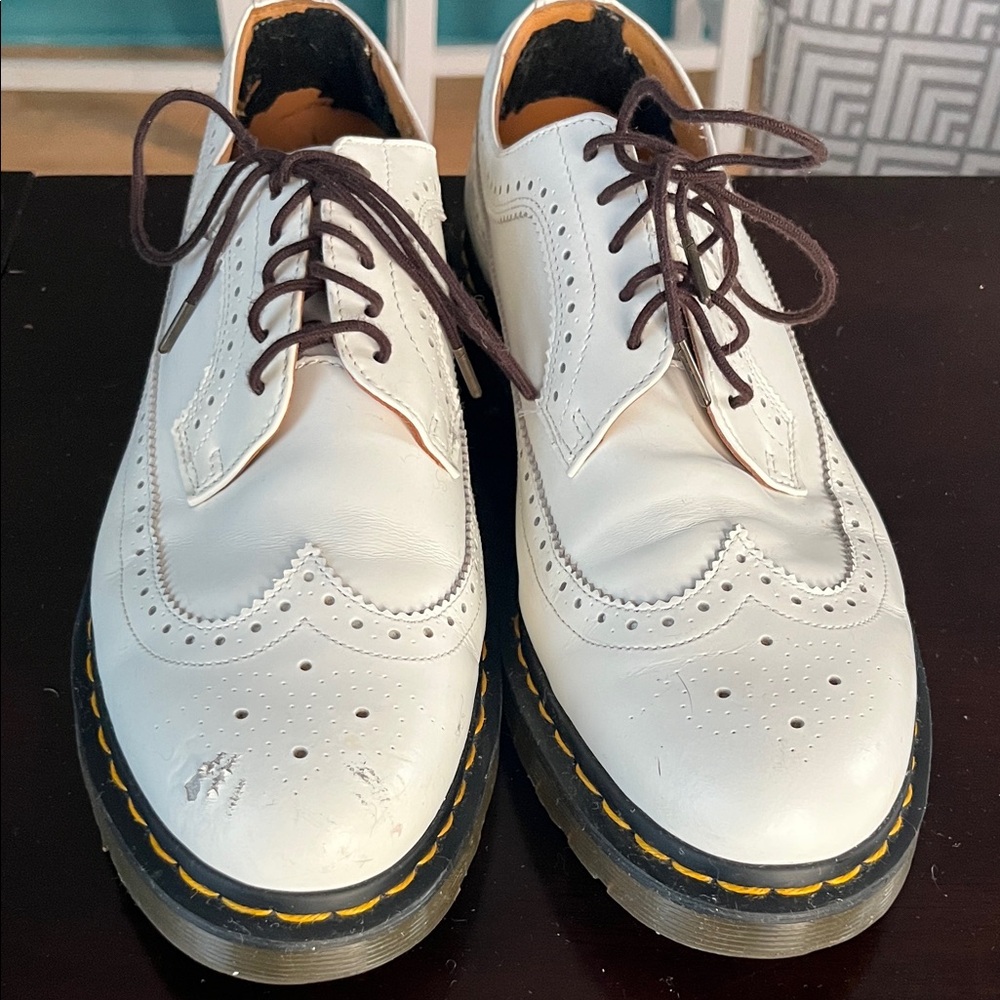 Dr. Martens White Leather Men's Oxfords - Size US 11